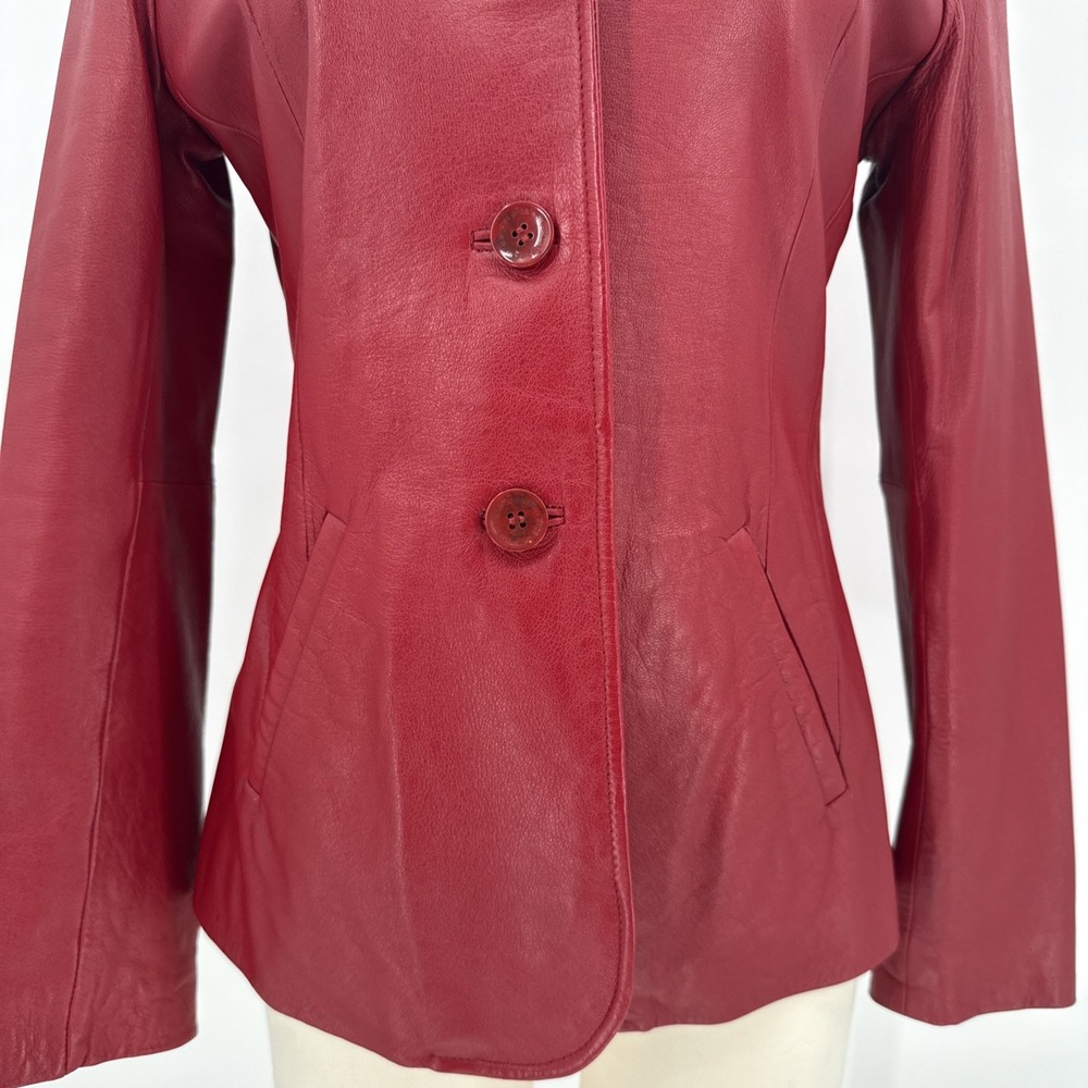 Vintage Wilson's Leather Womens Oxblood Red Blazer Jacket Size Small Classic - Picture 3 of 12